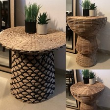 Beistelltisch rund  Korb Weide Boho Style Couchtisch runder Tisch Nachttisch