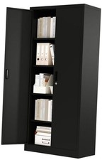 71" Metal Storage Cabinet with Doors, Lock and 4 Adjustable Shelves, Tall Black