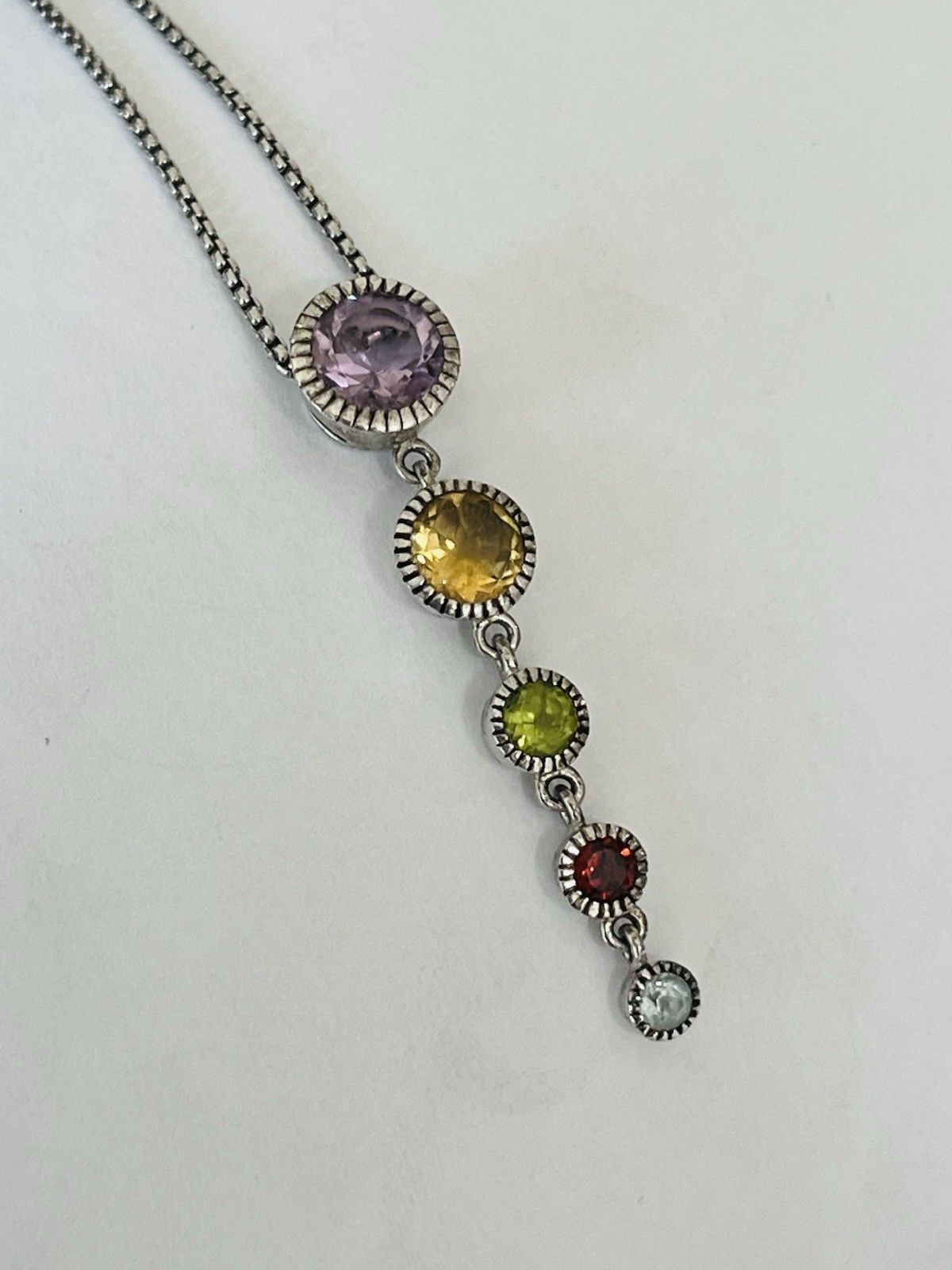 Sterling Silver DESIGNER PD Five Multi Stone Grad… - image 1