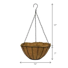Hanging Basket Planter with Coco Liner, 14 in. Metal