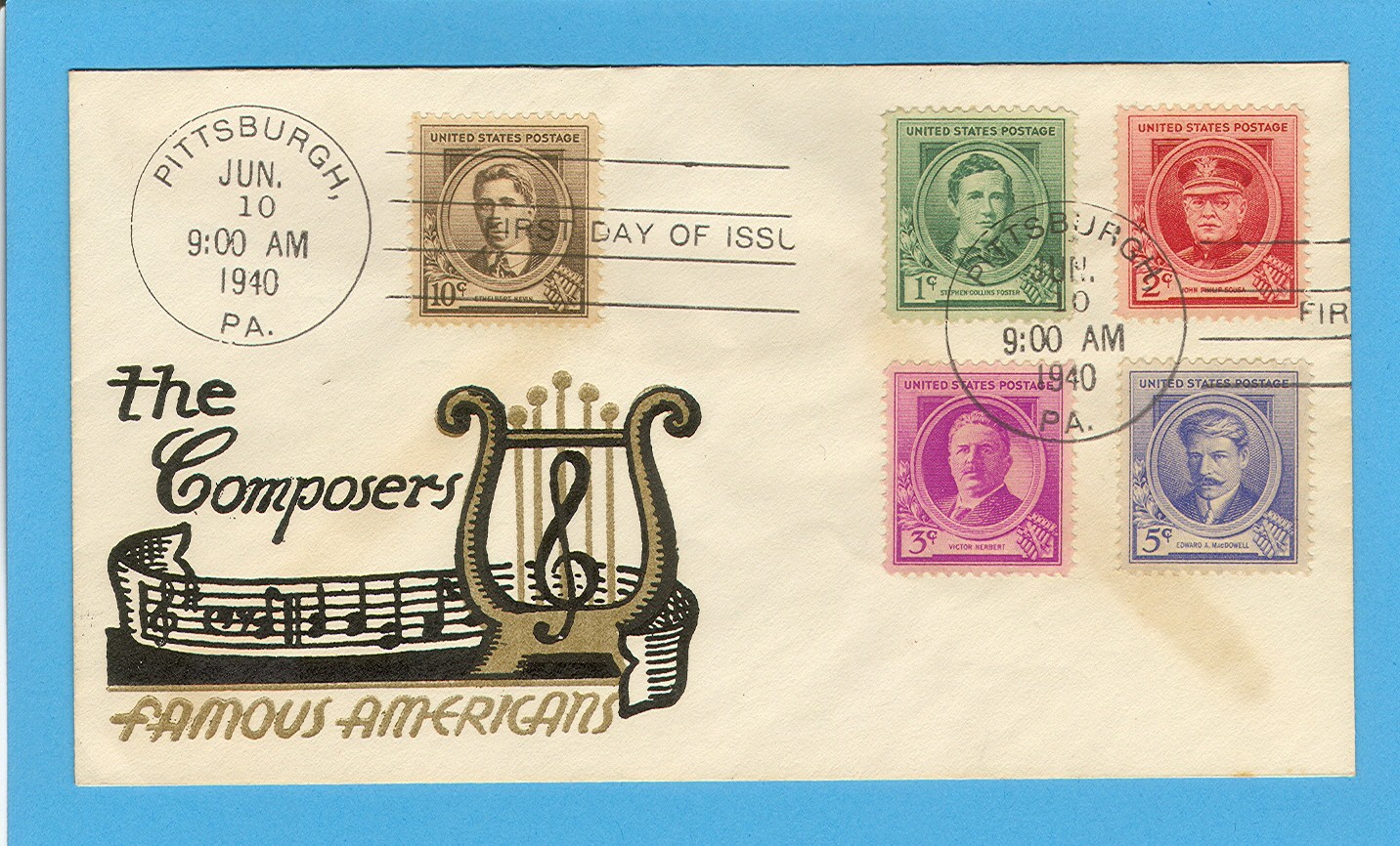 Scott 879-883 Stamps First Day Cover FDC - Famous American Composers