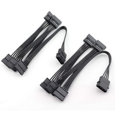 2 PCS IDE 4 Pin To PC Hard Drive 15 Pin SATA Power Cable 1 To 5 Splitter