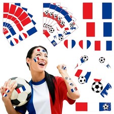 55Pieces World Cup 2026 Temporary Tattoos,France Flag Face Tattoo Transfer Stick