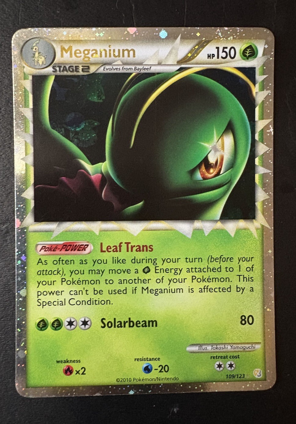 Pokemon Meganium Prime 109/123 Holo Rare HGSS HeartGold SoulSilver LP+