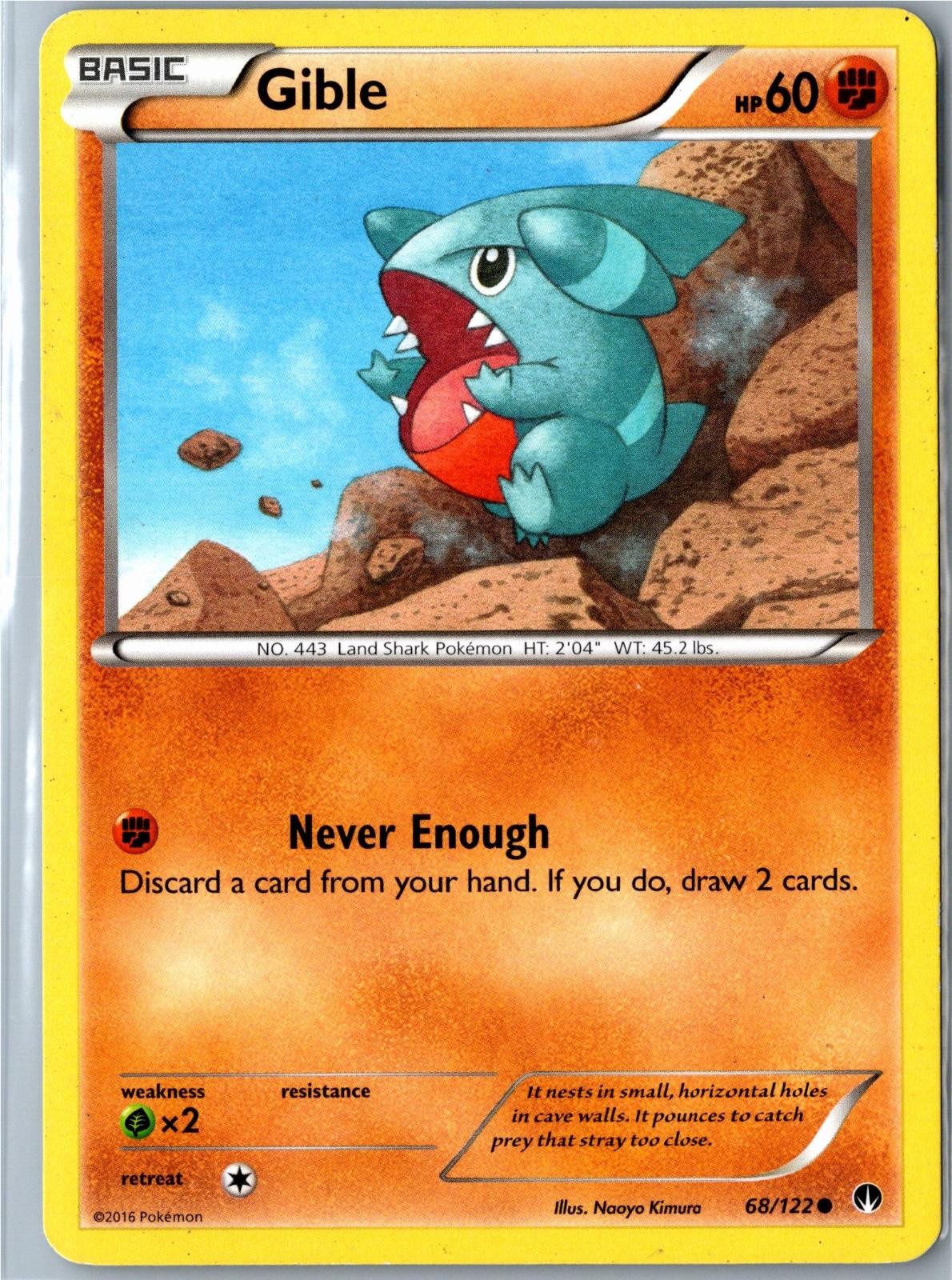 Pokemon Card - Gible BREAKpoint 68/122 Common - Mid Era