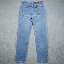 Vintage Lee Jeans Mens 28x30 Blue Denim Riders Pants Union USA Made Distressed