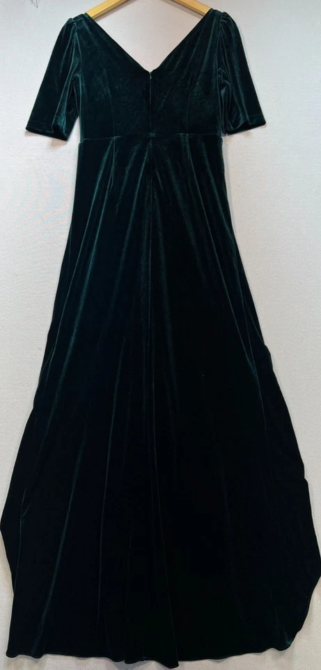 Vestido alto-bajo de terciopelo acanalado para mujer Adrianna Papell media manga talla 6 verde esmeralda Foto 2 de 4
