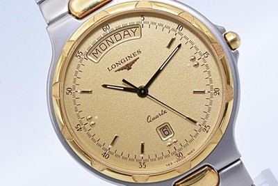 Longines Conquest Quartz Gold Dial Wristwatch