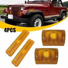 2pcs Turn Light Signal Housings Only For Jeep Wrangler Yj 1987-1995 Amber Lens
