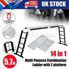 5.7Meter 14IN1 Multi-Purpose Folding Ladder 4*5 Step A Frame Adjustable Ladder
