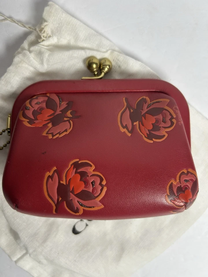 COACH 1941 Floral Red Apple Kisslock Pouch coin purse Wallet Glitter - Image 2 of 4