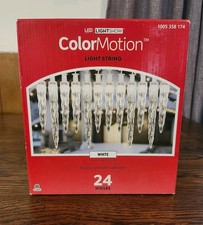 Gemmy Lightshow Color Motion 24 Count White Deluxe LED Christmas Icicle Lights