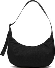 Nylon Crescent Bag - Casual Shoulder Crossbody with Medium, Medium-black