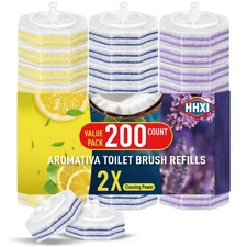 200Ct Aromative Toilet Brush Refills, Double-Layer Cleaning Pads Added, Toile...