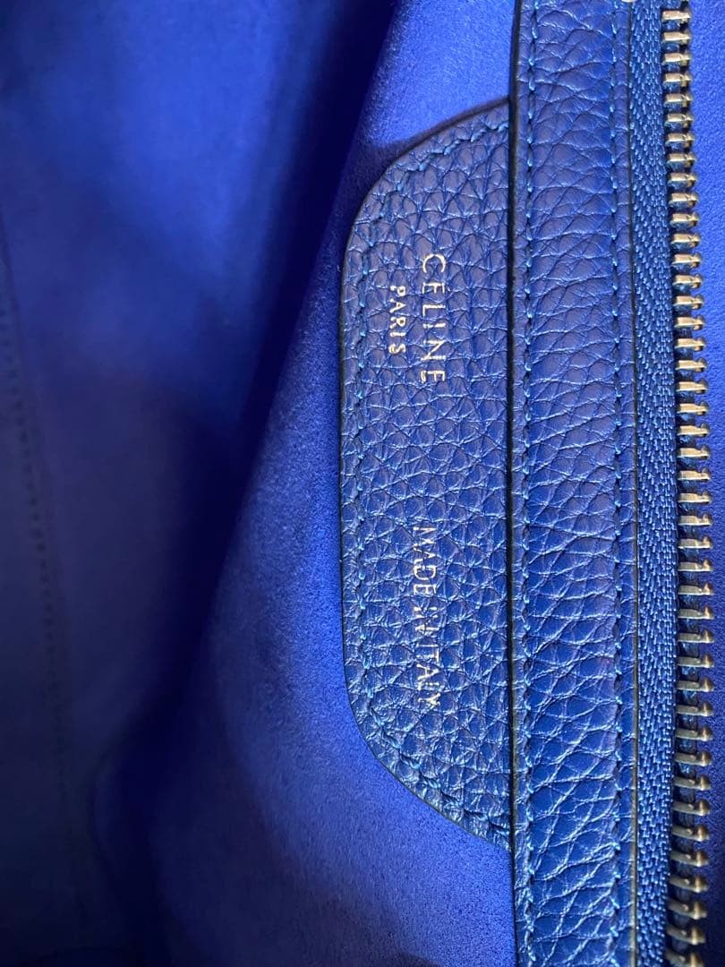 Celine Luggage Micro Shopper Blue Bag Used with Dust Bag & Card image 6