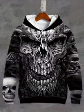 3D Skull All Over Print Hoodie - Adults Youth