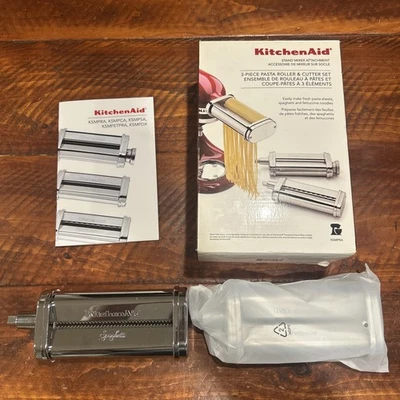 KitchenAid 3-Piece Pasta Roller and Cutter Set Metal KPRA - MISSING 1 Unit Read - Image 1 of 4