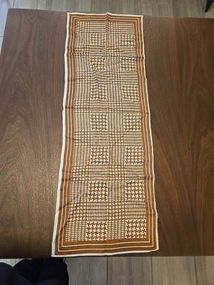 Rectangular Pattern Vintage Vintage Mixed Pattern Scarf Made in Japan Rectangle Brown & Cream ...