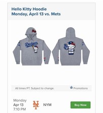 2026 Dodgers Hello Kitty Hoodie Dodgers Jersey SGA 4/13/2026 SIZE XL NEW