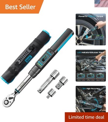 Versatile 3/8'' Digital Torque Wrench with Multi-Unit Display & Protective Case