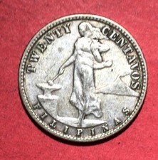 1945D Philippines SILVER 20 Centavos! VF! World War 2! Philippines Coin!