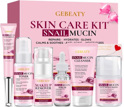 6 PCS Snail Mucin Skincare Set Moisturizer Cleanser Serum Toner Eye Cream