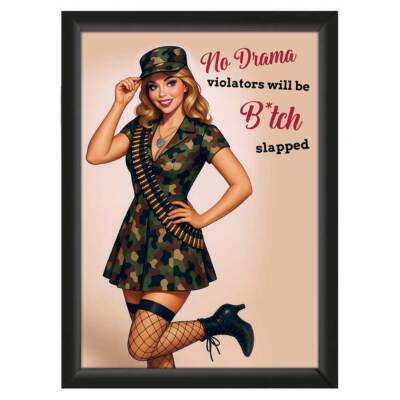 ''Violators will be...'' - Sarkastisches Pin-Up Poster | A4 gerahmt - ungerahmt