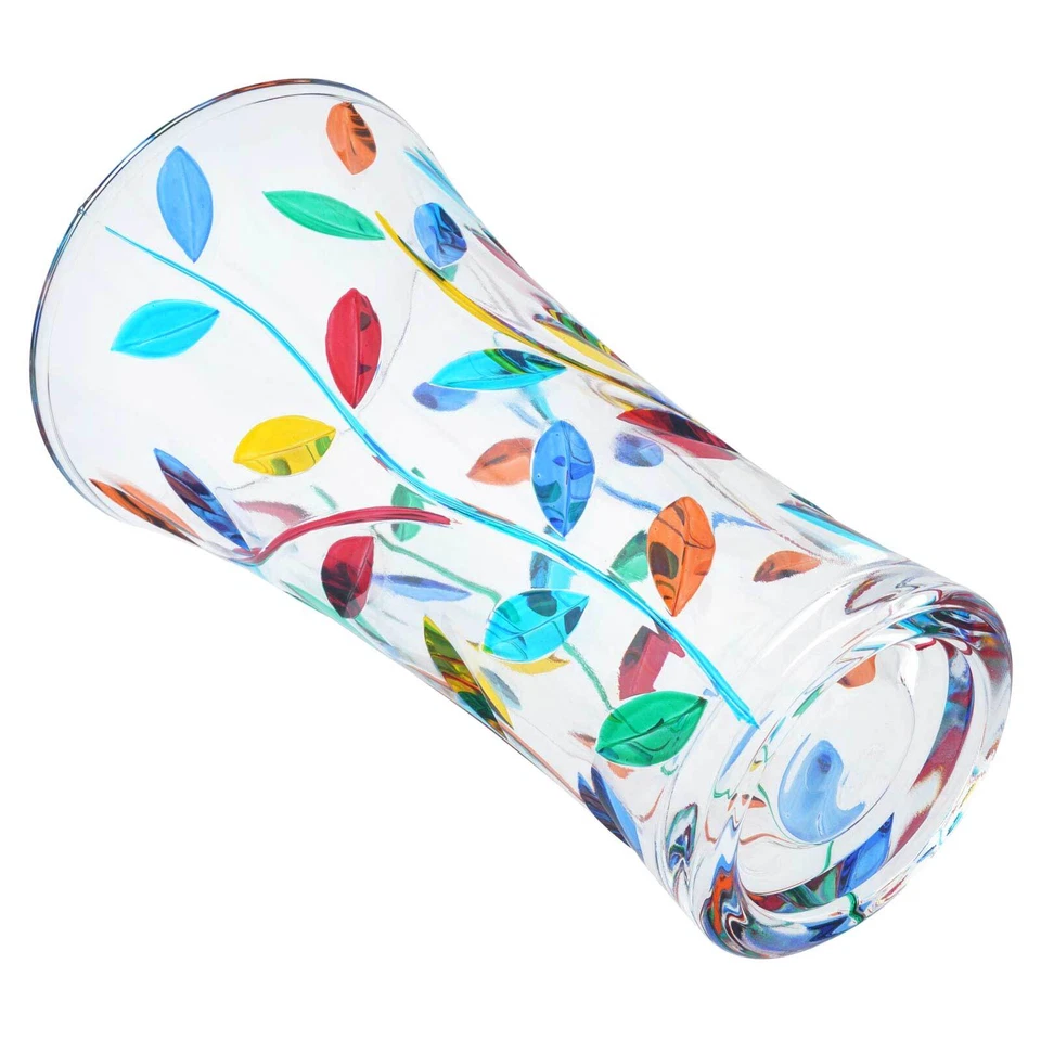 Florero de cristal hecho a mano italiano de cristal de Murano de cristal de cristal de cristal de Venecia - multicolor Foto 3 de 4