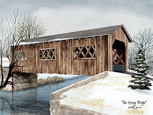 Billy Jacobs Art Print - Pottersburg Bridge, BJ1049 - Framed Or Plaque Style, Rustic Americana Decor