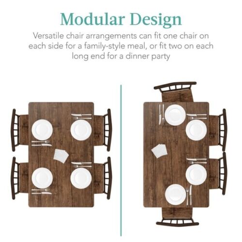 Best Choice Products 5-Piece Indoor Modern Metal Wood Rectangular Dining Table - Picture 5 of 7