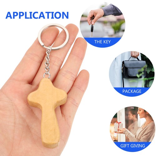 5 Pieces Wooden Cross Key Ring Lovers Chains Men Women's Keyrings & Keychains - 第 3/12 張圖片