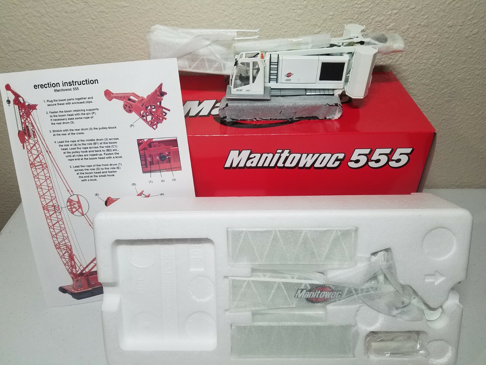 Ccm Manitowoc 555 White All Crane + 1 Element De Fleche Treillis Mint
