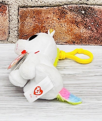 Beanie Boos Pixy Unicorn Ty White Teenie Babies Key Clip Keychain Mini Boo - Picture 8 of 9
