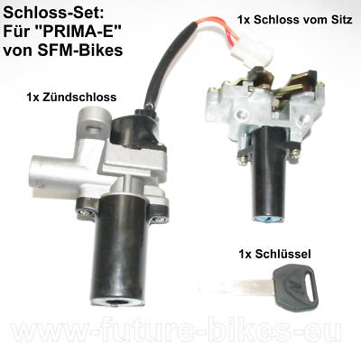 Zündschloss, 1x Schloss hinten m. Schlüssel für E-Scooter SFM PRIMA-E Mofa Moped