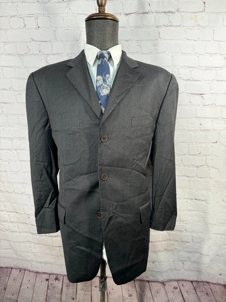 PRINCIPE Hombres Gris ITALIANO Lana Calce Clásico 2 Piezas Traje 42R Chaqueta 37x30 Pantalón Foto 2 de 4