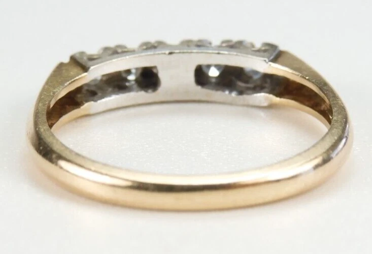 Antique 1920's Diamond Wedding Band 13K Two Tone Gold Ring Size 6.25 UK-M Deco - Image 4 of 4