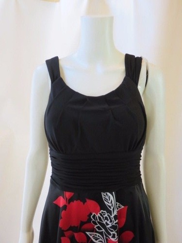 Sangria Black Floral Above Knee Dress Size 6 - Picture 2 of 12