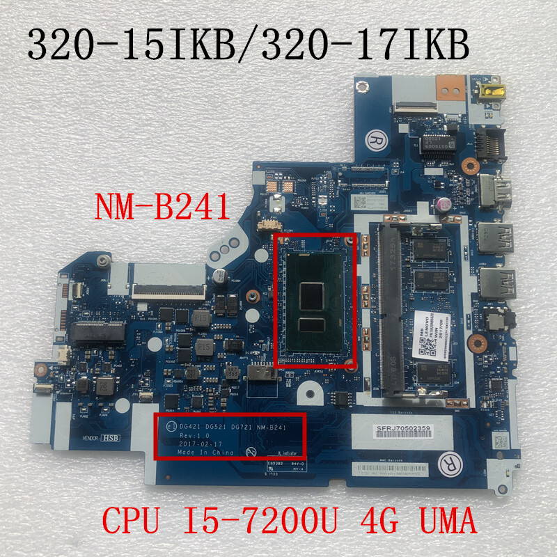 NM-B241 For Lenovo ideapad 320-15IKB/17IKB Motherboard I5-7200U