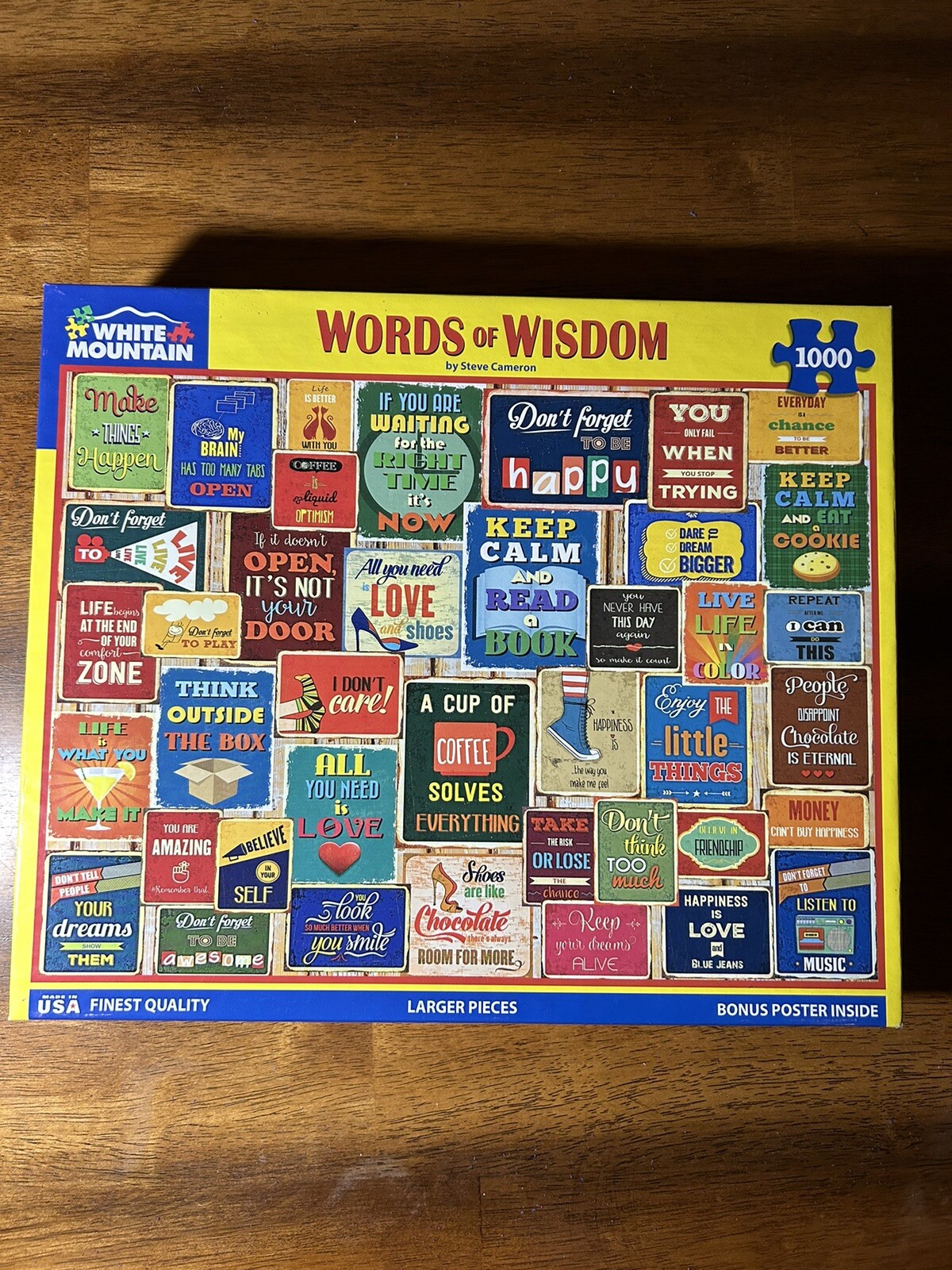 White Mountain Words of Wisdom 1000 Piece Jigsaw Puzzle #1607-complete