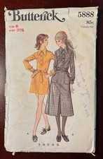 RARE VTG Butterick 5888 Misses A-line Mini Midi Dress Sewing Pattern Sz: 8 UNCUT