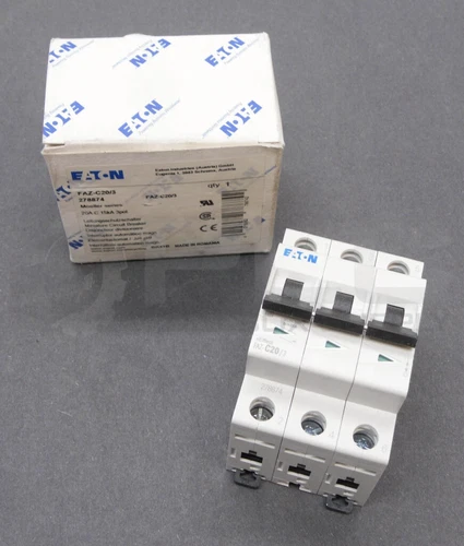 NEW EATON FAZ-C20/3 MINI CIRCUIT BREAKER 20A 3 POLE 480V 278874