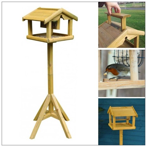 Deluxe Wooden Bird Table Wild Feeder Free Standing Feeding Station Traditional - Picture 23 of 23