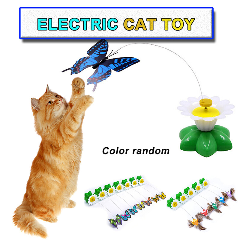 Electric Rotating Butterfly Bird Flying Pet Cat Toy Interactive Fun