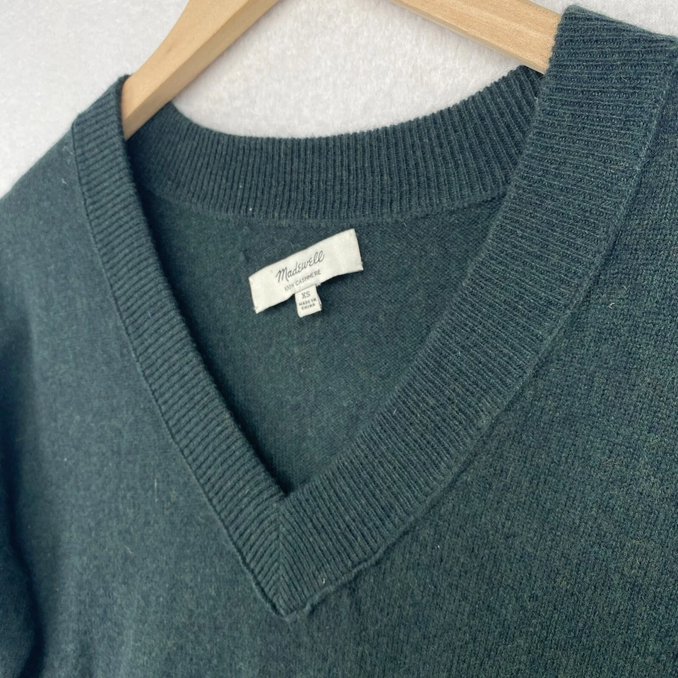 Suéter jersey verde MADEWELL para mujer XS 100 % cachemir Foto 2 de 4