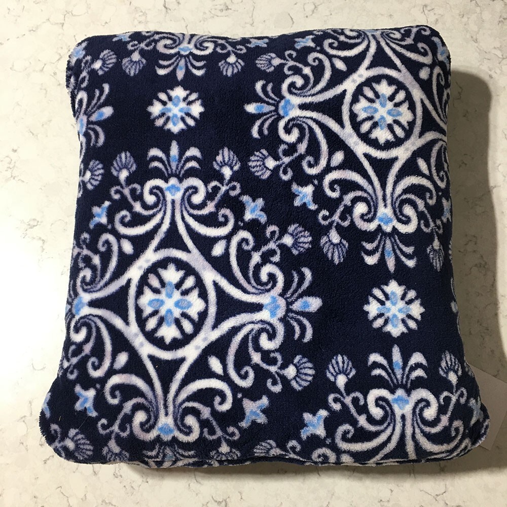 NWT Vera Bradley Fleece Travel Blanket Throw Pillow Steel Blue