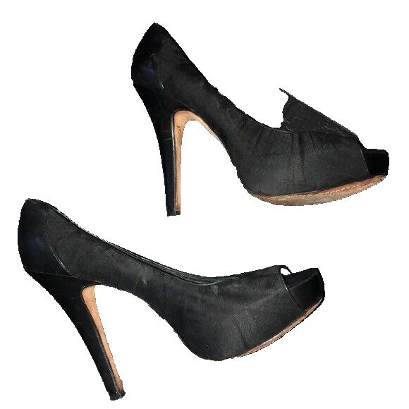 Vince Camuto Women's 10 Black Heels Pumps Open Peep Toe