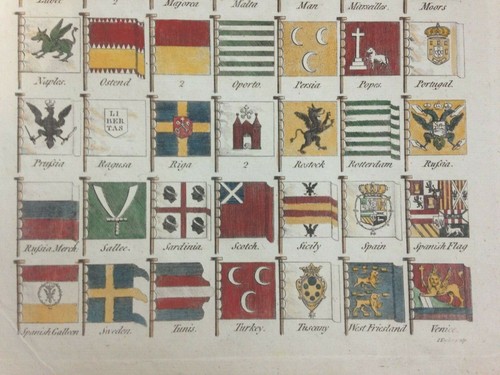 MARITIME FLAGS OF NATIONS 1769 by COOKE ANTIQUE ENGRAVED PLATE 18TH CENTURY - Picture 4 of 5