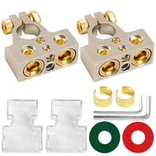 Pair 0/2/4 or 8/10 Gauge Positive Negative Car Battery Terminal Clamp Connectors
