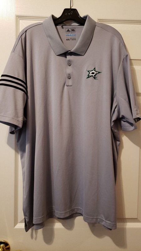 Adidas Climacool Short Sleeve Polo Gray NHL Dallas Stars Logo Sz 4XL