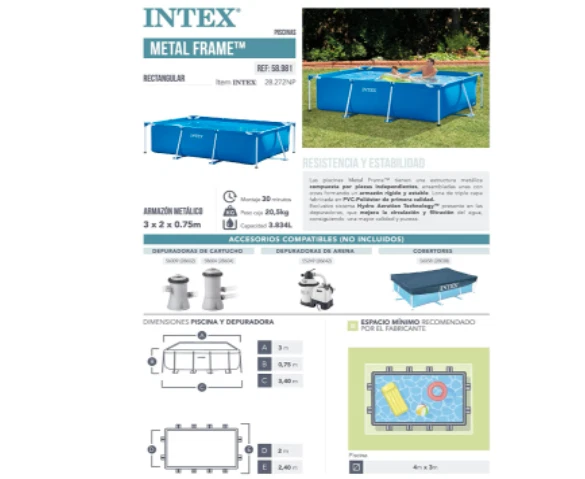 Piscine Hors sol Rectangulaire Tubulaire 3M Liner Triple Rapide Facile Solide FR - Photo 2/4